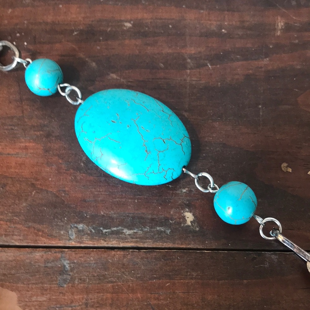 Jules B. Long Silver Turquoise Statement Necklace - image 4